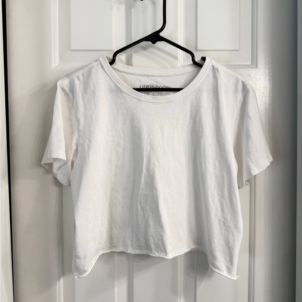 Life is Good Short Sleeve Cropped 100% Cotton Tee Shirt